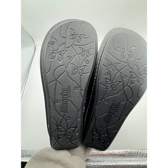 Alegria Tuscany Black Metallic Gold Leopard Print Mary Jane Clogs 36 US 6/6.5